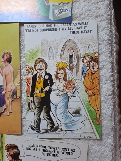 5 Bamforth just married saucy postcards.