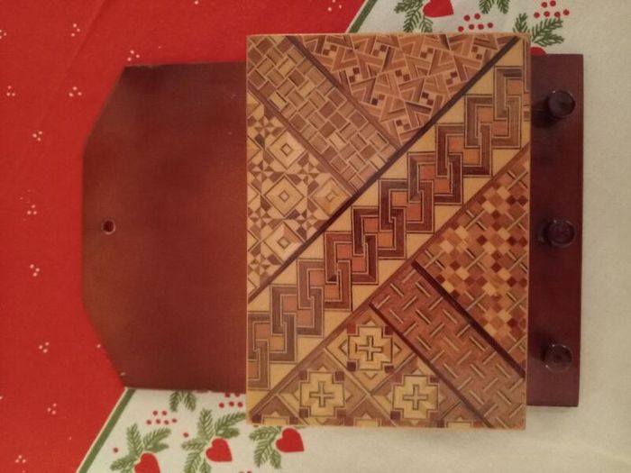 Yosegi letter rack ,wall mounted, marquetry, wooden letter rack