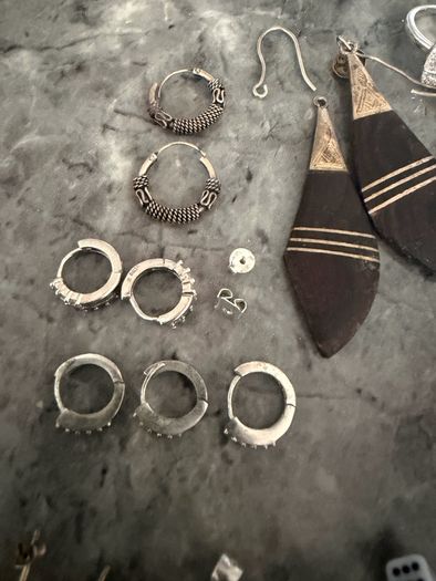 Vintage Sterling Silver Jewellery Lot Rings, Earrings, Pendant Tribal Pieces