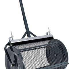 24 inch Compost & Peat Moss Spreader  Premium Heavy Duty Lawn Top Dressing Roller with Anti-Clog Mesh Clearing System, 79L Capacity, Adjustable Handle