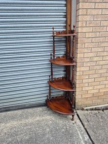 Vintage Mahogany Corner Whatnot Display Shelf