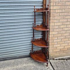 Vintage Mahogany Corner Whatnot Display Shelf