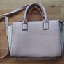 Pale Pink and Cream Leather-Style Shoulder Strap Handbag with Bow Image 2