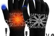 USB Heated Gloves for Men Women - USB Charging Knitted Heating Gloves, Washable Hand Warmers Laptop Mittens, Full Finger Gloves for Winter Gift