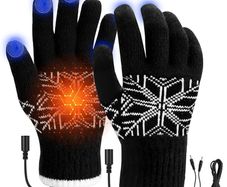 USB Heated Gloves for Men Women - USB Charging Knitted Heating Gloves, Washable Hand Warmers Laptop Mittens, Full Finger Gloves for Winter Gift