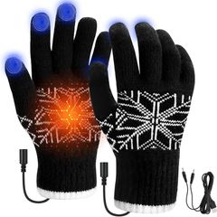 USB Heated Gloves for Men Women - USB Charging Knitted Heating Gloves, Washable Hand Warmers Laptop Mittens, Full Finger Gloves for Winter Gift