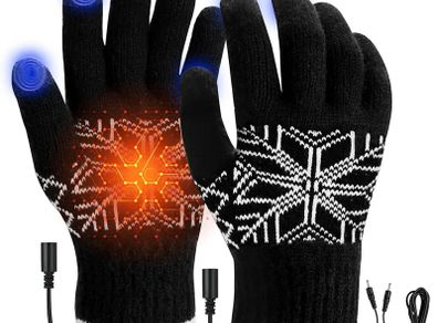USB Heated Gloves for Men Women - USB Charging Knitted Heating Gloves, Washable Hand Warmers Laptop Mittens, Full Finger Gloves for Winter Gift