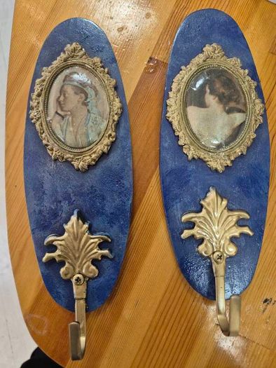 Pair of Vintage Handmade wall hanging hooks