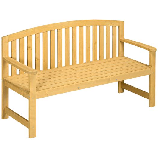2 Seater Wooden Garden Bench with Armrest, Outdoor Furniture Chair for Park or Balcony, Orange
