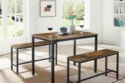 New Dining Table With 2 Benches (Rustic Brown) - FREE P&amp;P