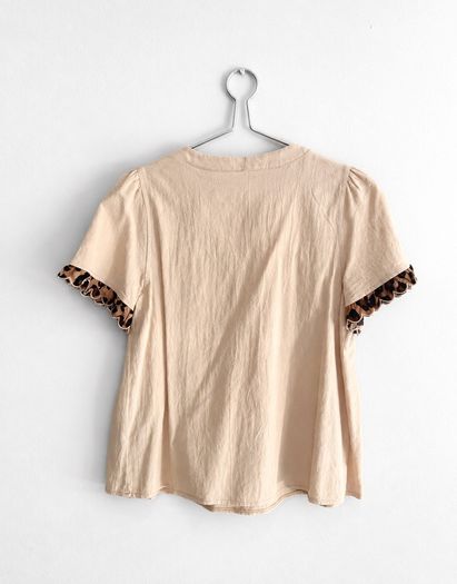 Pre Owned Scalloped Leopard Trim Smock Top
