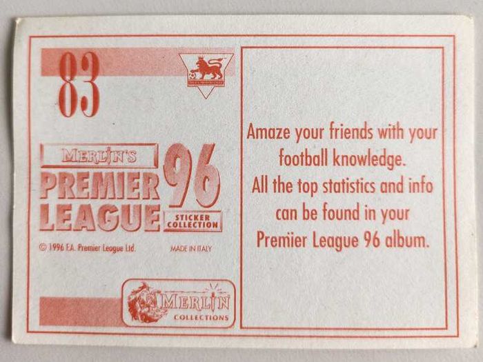 '96 Premier League - Merlin stickers