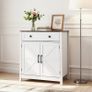 Coffee Bar Cabinet Farmhouse Coffee Bar Table with Drawer, Buffet Stand Cabinet with 2 Barn Door, Sideboard Buffet Station for Living Room Image 5