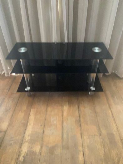 Black glass tv stand