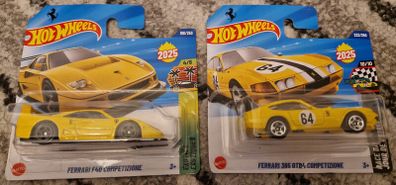 Hot Wheels - Yellow Ferrrari Set - F40 + 365 GTB4 Competizione