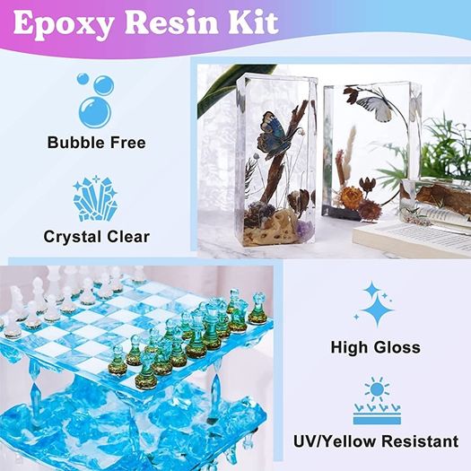 80oz Crystal Clear Casting Resin Kit, Bubbles Free Epoxy Resin Supplies, Clear Resin for Tumblers, Molds, Jewelry, Table Top, Epoxy Resin with 6 Mica Powders, Large Silicone Cup and More (FREE POSTAGE)
