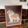 Vintage Late Mid Century Unique Real Fur Collie Dog Framed Wall Art Rustic Decor Image 4