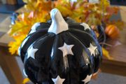 Black white glass pumpkin decoration halloween