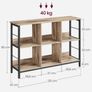 Bookcase with 6 Compartments, Standing Shelf, Storage Shelf, TV Table, Console Table, Office, Living Room, Bedroom, 33 x 120 x 80 cm, Industrial Design, Vintage Brown/Black FREE DELIVERY Image 6