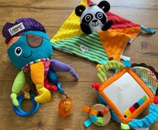Baby Sensory Rattle Chime Toy and Baby Comforter Bundle 3 pc /Sensory Toys