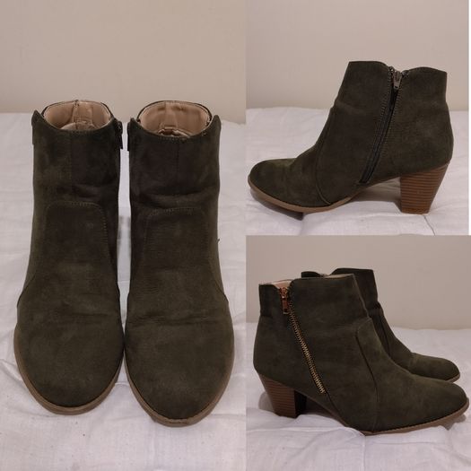 Green Suede Ankle Boots