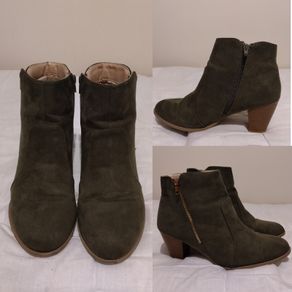 Green Suede Ankle Boots