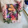 BUTTERFLIES picture framed in stone finish frame edged with flowers. Image 3
