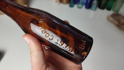 174 - Vintage West Cork Bottling Company Beer Embossed Letters Brown Amber Glass Decorative Collectible Bottle