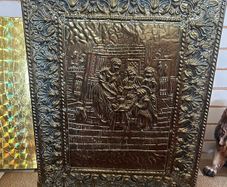 Vintage antique brass fire screen