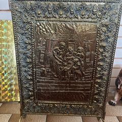 Vintage antique brass fire screen