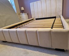 Cream Upholstered Double Bed Frame