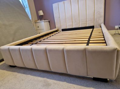 Cream Upholstered Double Bed Frame