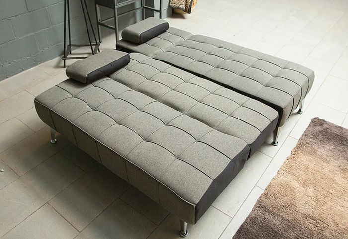 FINAL UNITS DARK GREY fabric Sofa Bed with Chaise and Cushions