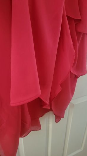 Plus size wedding  guest  dress in coral .