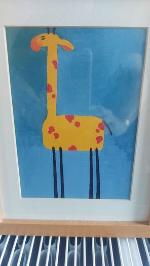 Lovely Set of Three Framed Prints of Brightly Coloured Artworks of Animals in a Naive And Fun Style Perfect for a Baby Nursery or Kids Bedroom