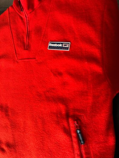 Vintage Reebok Red/Orange Fleece Quarter Zip Pullover Jacket Y2K Size L-XL