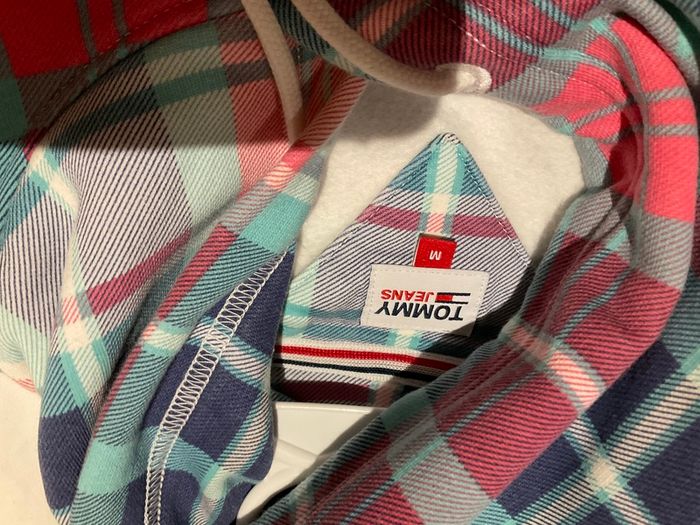 Tommy Jeans logo crop hoodie in tartan medium M SOLD OUT
