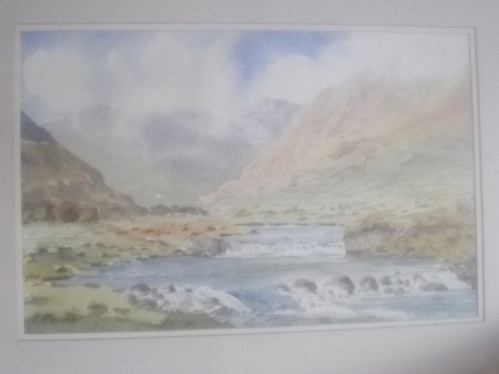 a lovely large  water colour painting of connemara by dublin artist tony lynch