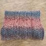 Women's Chunky Knit Cable Snood / Infinity Scarf (Multicolor Pink & Grey) Image 4