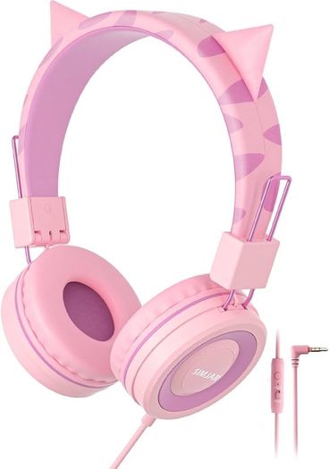 NEW SALE | Cat Ear Kids Headphones with Microphone for School, Volume Limiter 85/94dB, Wired Girls Headphones with Foldable Design