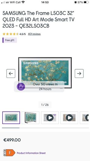Samsung tv the frame 32"