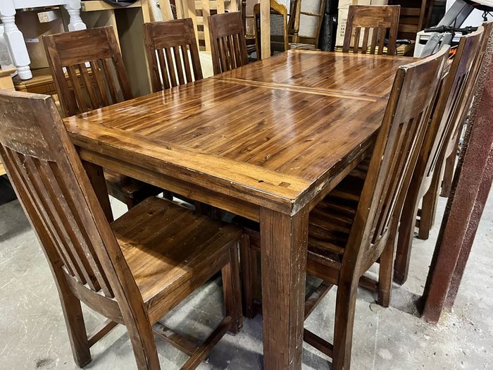 Solid Wood Dining Table & 8 Chairs