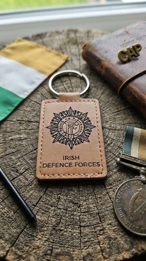 Irish Defence Forces Laser-Engraved Leatherette Keyring