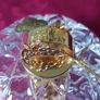 Killarney Crystal Cut Crystal Glass Happy Birthday Lidded Jewelry Dish / Bowl With 24 Carat Gold Cover Handle and Footed Base Finishing Made In Ireland Image 4