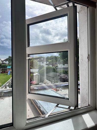 Double glazed white frame window