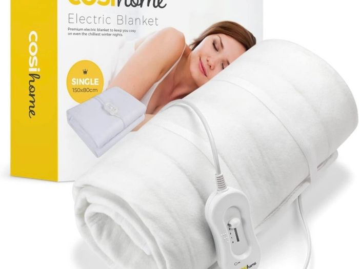Premium Comfort Single Electric Blanket - Control with 3 Heat Settings, Polyester, White (FREE POSTAGE)