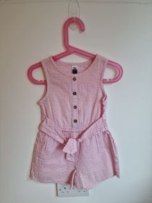 Girls 5-6yrs pink candystripe romper