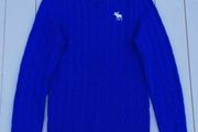 Abercrombie &amp; Fitch cable-knit crewneck mens muscle top sweater blue large size
