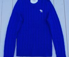 Abercrombie & Fitch cable-knit crewneck mens muscle top sweater blue large size