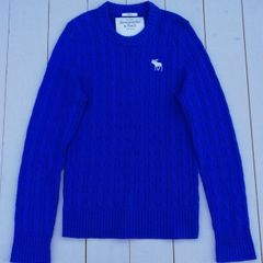 Abercrombie & Fitch cable-knit crewneck mens muscle top sweater blue large size